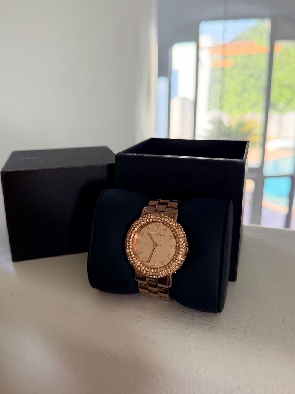 Marc Jacobs Crystal Bezel Bracelet Watch